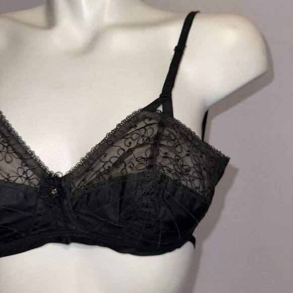 Vtg 50s Radiant Bra Charmfit of Hollywood Low No Back Bra Black Size 32 B - Picture 8 of 9